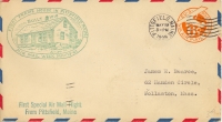 Envelope from first airmail flight from Pittsfield, 1938.