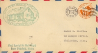 Envelope from first airmail flight from Pittsfield, 1938.